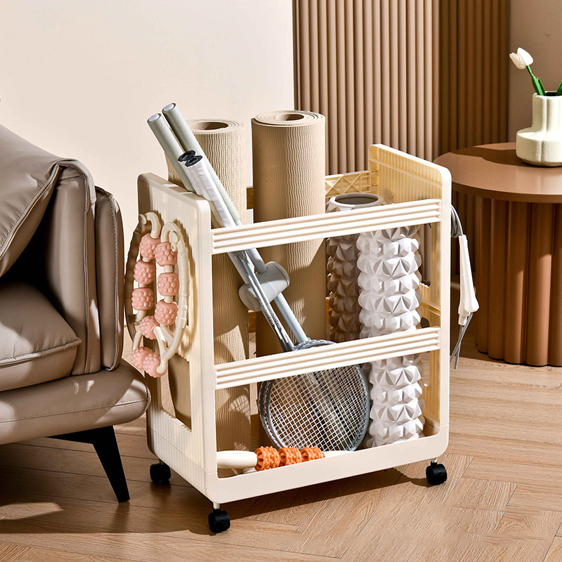 Sports Equipment Cart - Yoga Supplies Storage Rack Movable Trolley
